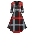 thumbnail image 1 of Rosegal Plus Size Roll Up Sleeve Plaid Midi Dress Black 5X, 1 of 4
