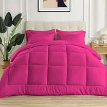 3 Piece New Fluffy Pattern Comforter Set, 800 TC, 100% Egyptian Cotton, King/California King Size Hot Pink Solid