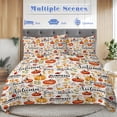 thumbnail image 5 of Pumpkin Autumn Leaves Design Quilt Set 3 Pieces King Size All Seasons Bedding Quilt Bed Set with 2 Pillowcases for Kids Teens Adults Bedroom Decor Thanksgiving, 5 of 12