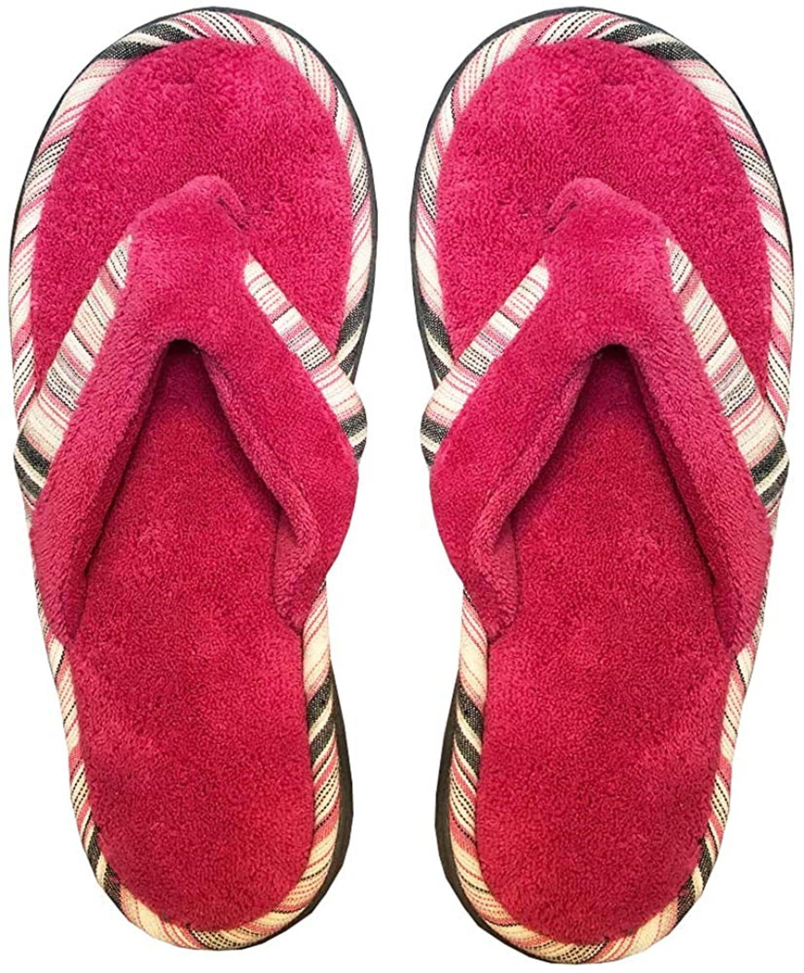 isotoner Women's Mandy Microterry Thong Slipper, Strawberry, 7.58