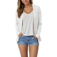 thumbnail image 2 of idosla Women's Long Sleeve Open Front Drape Lightweight Knit Cardigan (White, S), 2 of 9