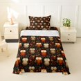 thumbnail image 2 of Manfei Boho Autumn Owl Twin Sheets, Fall Leaf Branch Bedding, Orange Black, 3pcs, 1 Flat Sheet, 1 Fitted Sheet and 1 Pillowcase, 2 of 6