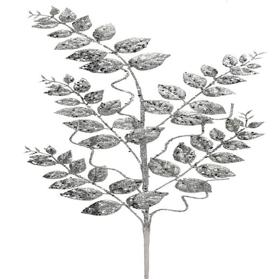 35" Silver Glitter Mica Later Fern Spray - Sparkling Christmas  Decor