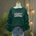 thumbnail image 5 of Yteetum Women's Merry Christmas Sweatshirts Oversized Crewneck Christmas Pleated Ruffle Trim Pullover Hoodless Sweatshirts Tops Womens Casual Xmas Graphic Round Neck Loose Lantern Sleeve Sweatshirts, 5 of 7