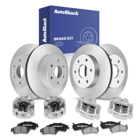 AutoShack Front & Rear Brake Rotors, Ceramic Pads & Calipers for Chevrolet & GMC, Silverado 1500 1999-2002 Sierra 1500 1999-2002 Tahoe 2000-2001 Astro 2003-2005, AWD RWD 4WD V6 4.3L V8 4.8L 5.3L 6.0L
