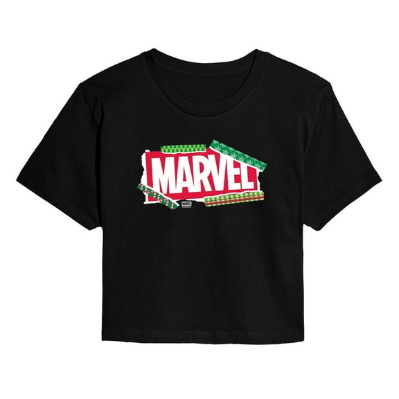 Marvel - Logo Paper - Juniors Cropped Short Sleeve Graphic T-Shirt