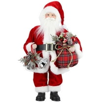 UTEN 18" Santa Claus Christmas Figurine Figure Decoration with Gifts Bag and 2 Bells for Holiday Party Home Decoration