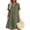 Army Green, variant on Women's Plus Size Cotton Linen V-Neck Button Down Short Sleeve Shift Dress with Pockets Summer Casual