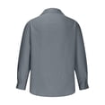 thumbnail image 5 of Men's Long Sleeve Shirt Button Down Collar Loose Fit Cotton Linen Solid Color for Spring Fall Comfort Wear,Dark Gray,3XL, 5 of 7