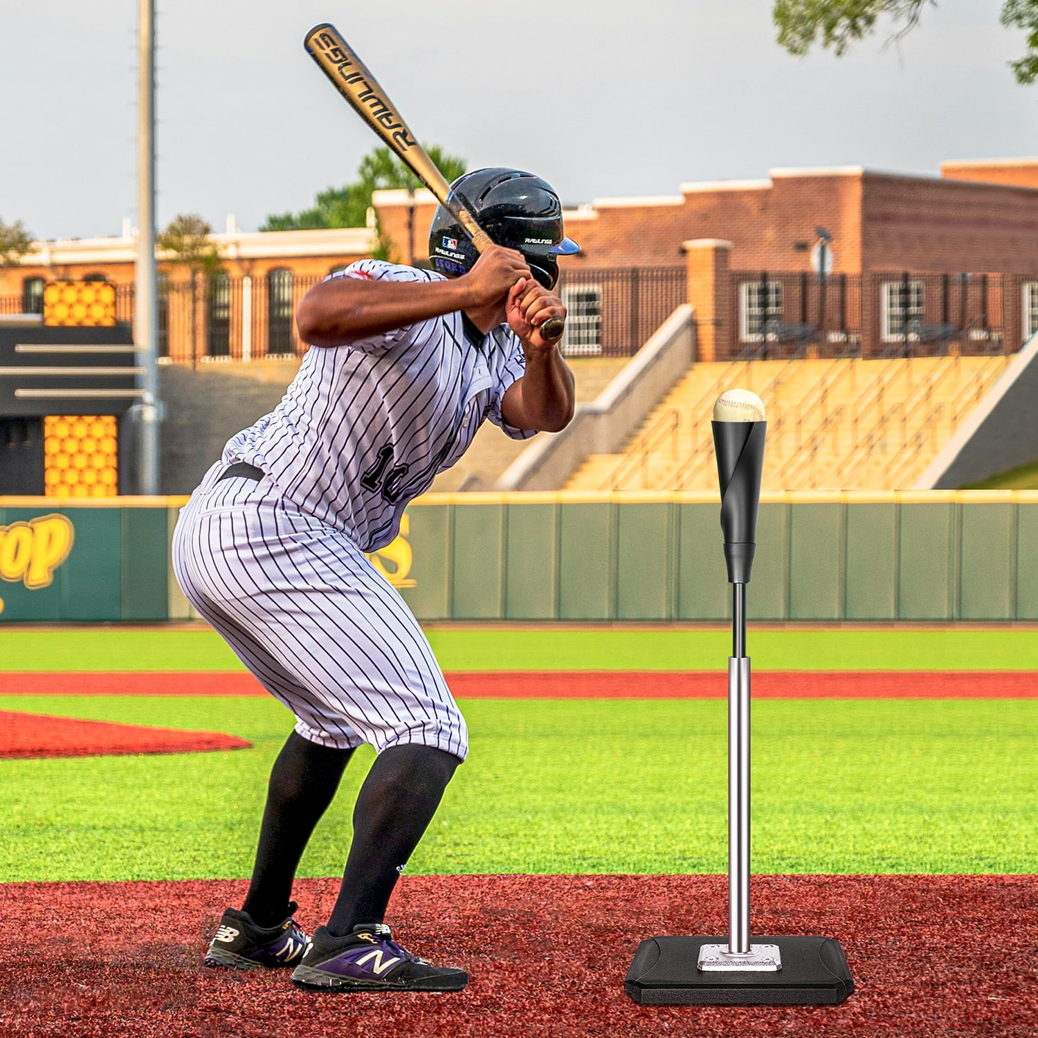 FITPLAY Portable Batting Tee, Adjustable Height 25-37", Hitting Tee for Baseball and Softball