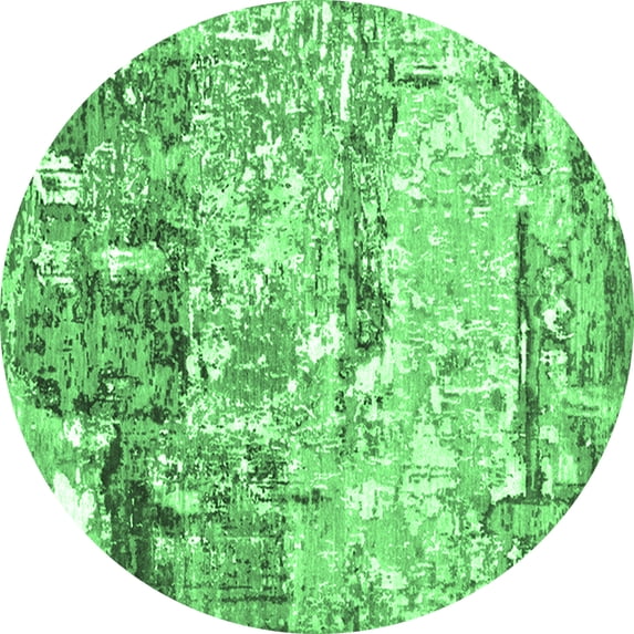 Ahgly Company Indoor Round Oriental Emerald Green Industrial Area Rugs, 6' Round