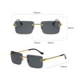 thumbnail image 4 of Rimless Square Sunglasses With Curved Alloy Temples Fashion Trendy Street Eyewear For Driving Travel Summer Outdoor High Clarity Lenses UV Protection, 4 of 10
