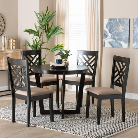 Baxton Studio Alena Modern Dining Set, 5-Piece, Dark Brown