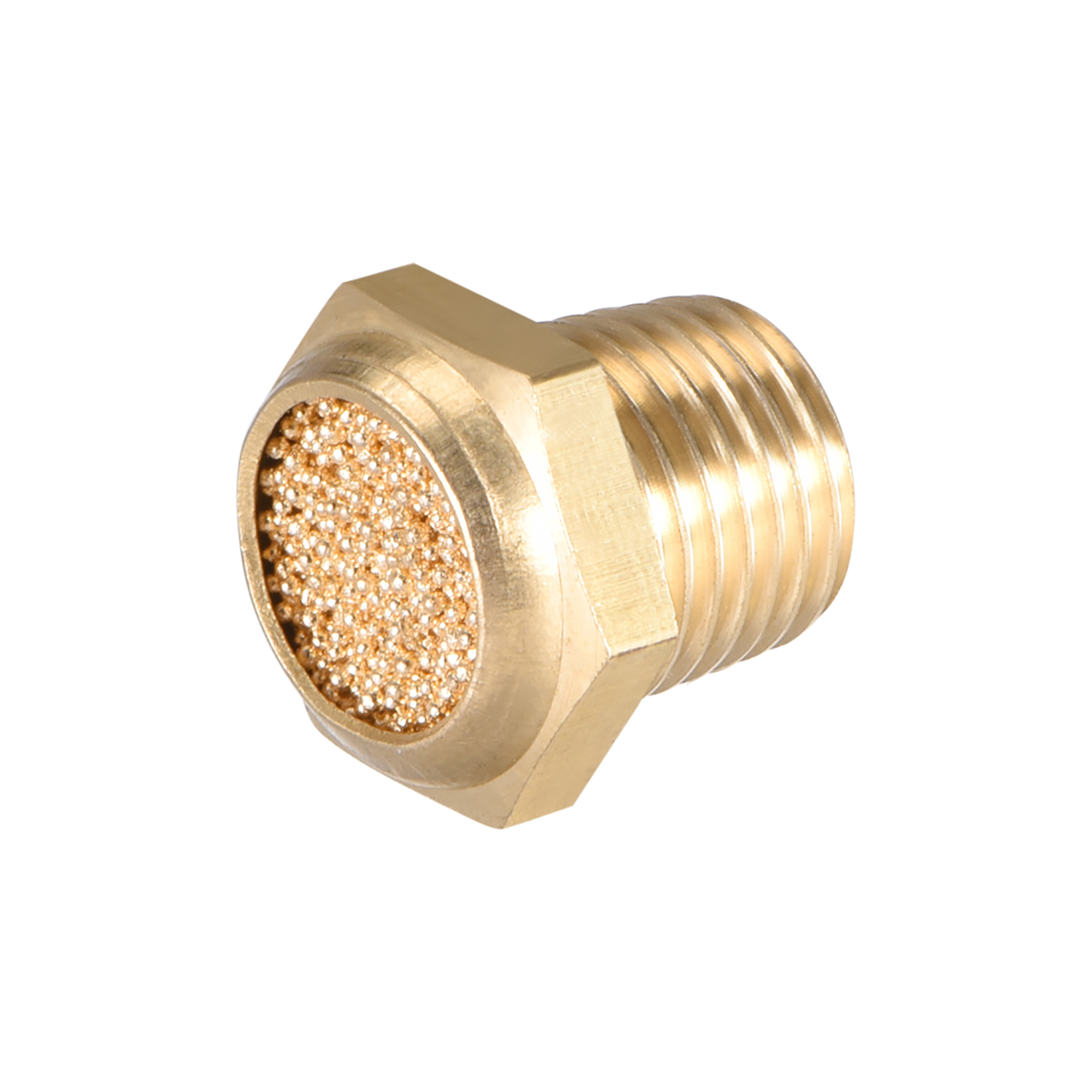 Brass Exhaust Muffler, 1/8" G Male Thread 15/32" Hex Sintered Air