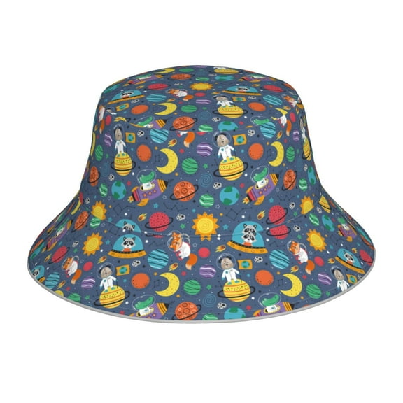 Balery Cartoon Space Sun Hats for Men Women Bucket Hat UPF 50  Buckey Hat Boonie Hat Foldable UV Protection Hiking Beach Fishing Summer