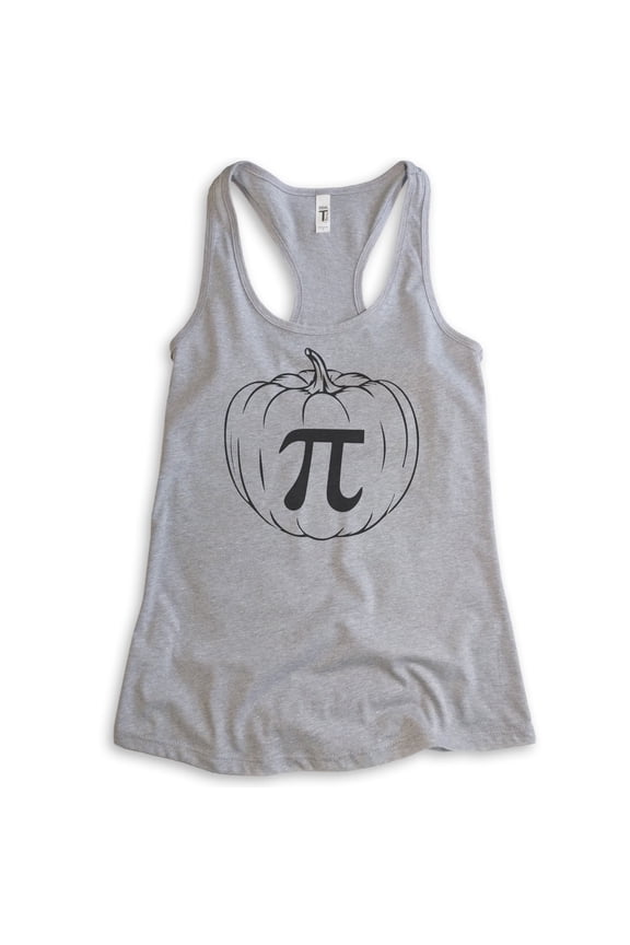 Pumpkin Pi Tank Top, Ladies Racerback Tank Top, Halloween Tank, Pumpkin Tank, Pumpkin Pie, Thanksgiving, Heather Gray, Medium