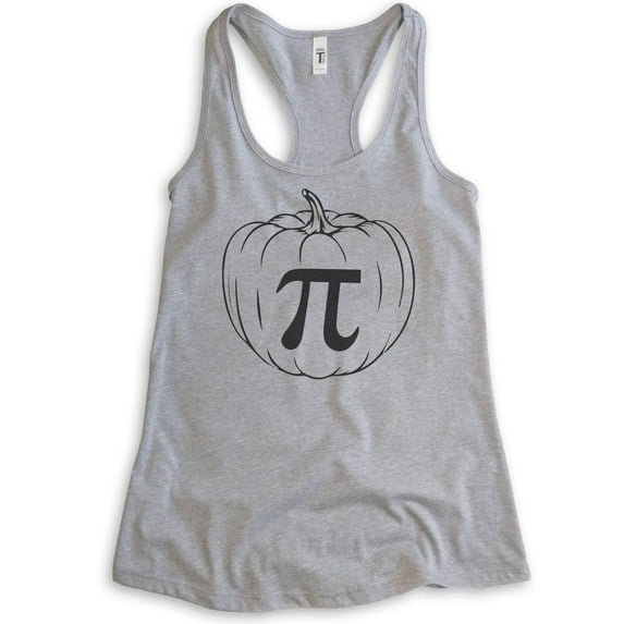 Pumpkin Pi Tank Top, Ladies Racerback Tank Top, Halloween Tank, Pumpkin Tank, Pumpkin Pie, Thanksgiving, Heather Gray, Large