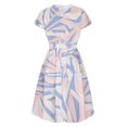thumbnail image 4 of VISgogo Vestido de verano para mujer, manga corta, cuello en V, estampado a la moda, cierre de botón, vestido con cinturón VISgogo moda, 4 of 8