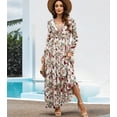 thumbnail image 4 of Womens Casual Boho Deep V Neck Long Sleeve Long Dress S, 4 of 7