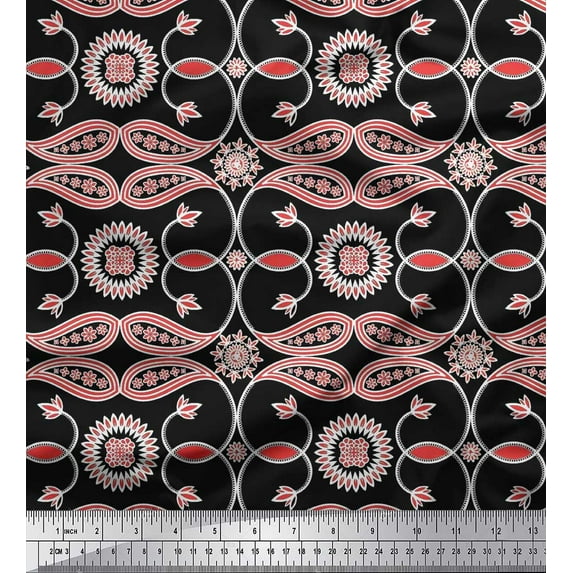 Soimoi Poly Georgette Fabric Paisleys Paisley Print Sewing Fabric Yard 42 Inch Wide