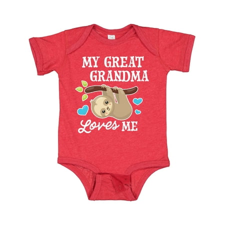 

Inktastic My Great Grandma Loves Me with Sloth and Hearts Gift Baby Boy or Baby Girl Bodysuit