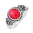 thumbnail image 3 of Daisy Floral Embrace Red Coral Sterling Silver Ring-7, 3 of 4