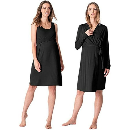 

Women s Solid Color Super Soft Maternity and Nursing Pajamas + Robe Set with Pockets