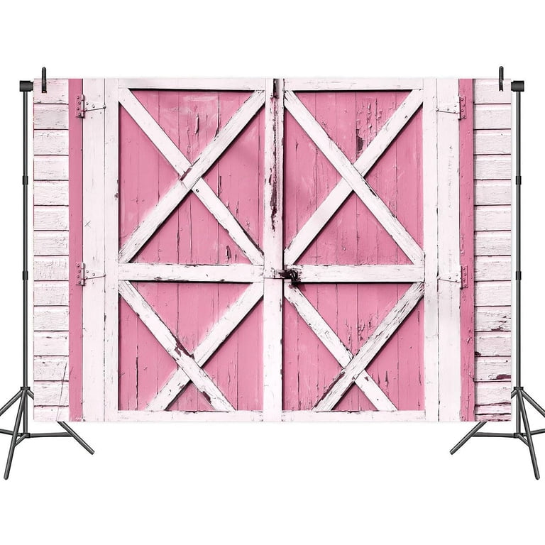 Yeele Pink Barn Door Photography Backdrop - 10x8ft Vintage Western Farm Background For Cowgirl Birthday, Baby Shower, Party Decor