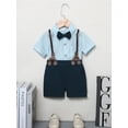 thumbnail image 4 of CARETOO Toddler Boy Outfit Clothes Suit Dress Shirt Bowtie Suspender Pants Kid Outfits Cotton Fabric, 4 of 12