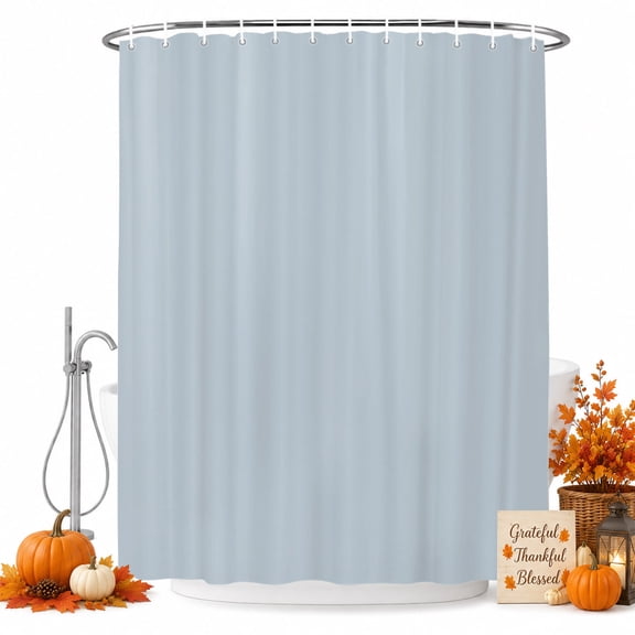 Blue Solid Color Shower Curtain Set - Small 36" x 72" Washable Bathtub Curtain with 12 Hooks, Modern Minimalist Pure Color Waterproof Fabric Stall Shower Curtains for Bathroom/Bathtub Décor