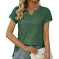 thumbnail image 2 of Giftesty Women Loose Casual Short Sleeve V-Neck Solid Casual Blouse T-Shirt Tunic Tops, 2 of 9