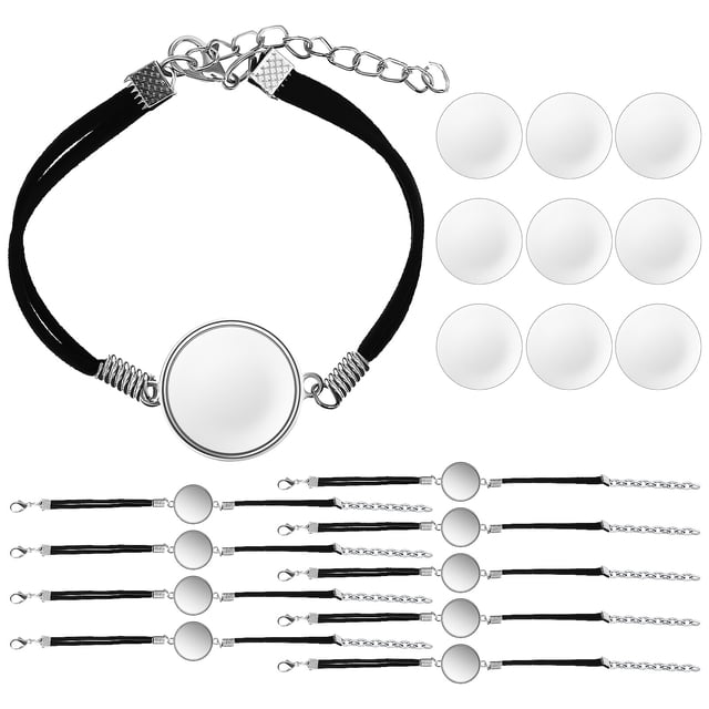 10 piezas de pulsera de pulsera Bisel para joyas que fabrican pulsera de cuero artificial con cabujones de vidrio