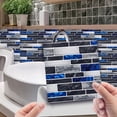 thumbnail image 2 of 10 piezas de azulejos de mosaico de mármol plano con relieve, calcomanías de pared para cocina y baño, papel tapiz artístico impermeable con autoadhesivo, 2 of 5