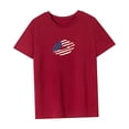 thumbnail image 4 of Camiseta para mujer verano moda regular ajuste cuello redondo camisa para viajar playa Rojo, 4 of 7