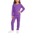 thumbnail image 2 of NAISIBABY Girls 2 Piece Loungewear Set,Long Sleeve Crew Neck Shirt and Elastic Waist Pants Home Clothes Daily Casual Purple Size 9, 2 of 6