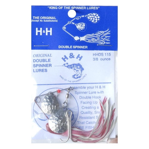 H&H Double Spin Spinner Bait, Red & White, 3/8 oz, HHDS11505