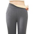 thumbnail image 3 of FAROOT Female Leggings, Thickened Solid Color Elastic High Waist Pants with Pockets, 3 of 9