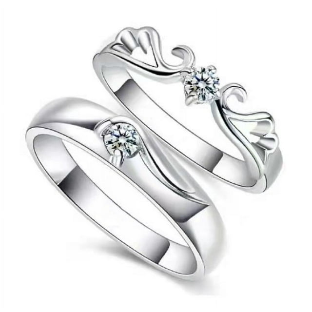 Anillo de pareja Anillo simple coreano Anillo de diamante de simulación Anillo clásico de circón abierto Anillo de pareja
