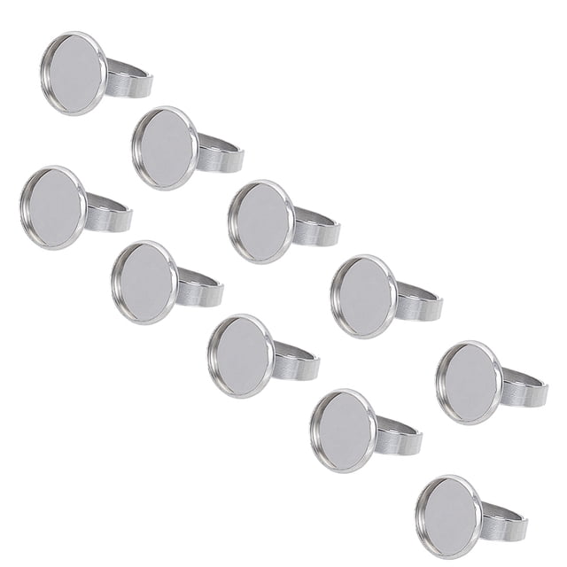 DIY Finger Rings Making Kits with Adjustable 304 Stainless Steel Finger Rings Components Transparent Glass Cabochons and Box Container Flat Round Stainless Steel Color 8.2x8.2x2.7cm 80pcs/box