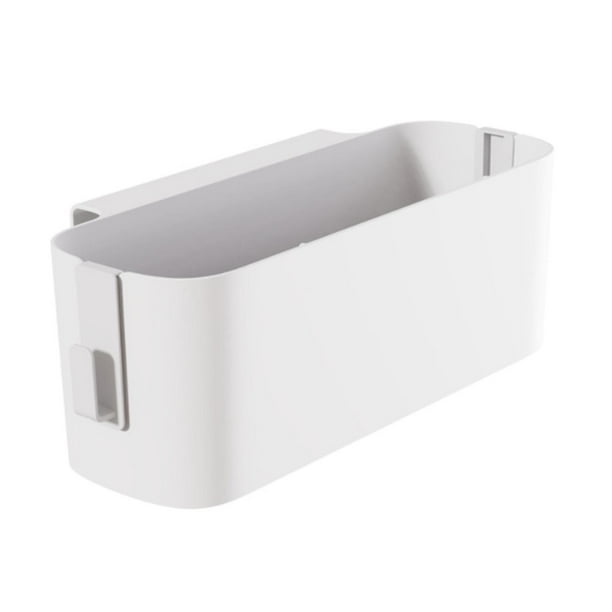 Organizador de almacenamiento para mesita de noche, bolsa colgante para cama, revistero, contenedor con doble gancho Blanco