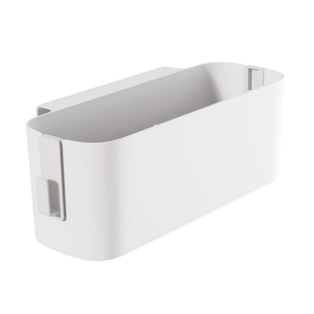 Organizador de almacenamiento para mesita de noche, bolsa colgante para cama, revistero, contenedor con doble gancho Blanco