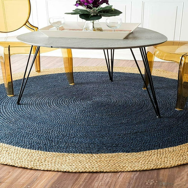 Indoor Door Mat Beige & Blue Stripes - Colorful Sisal Rug