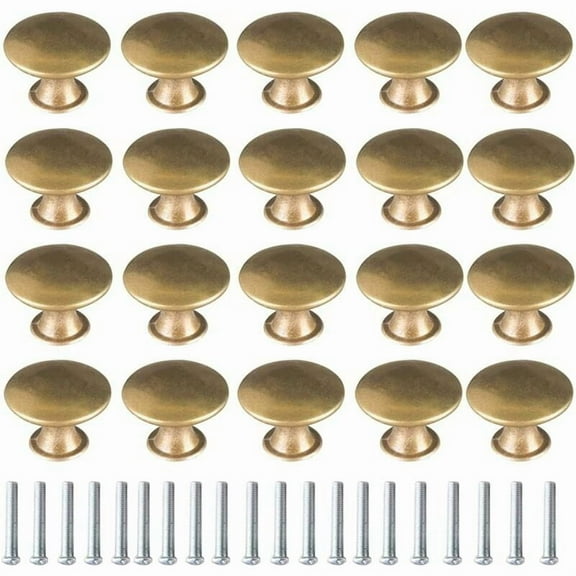 20pcs Vintage Brass Door Knobs - Drawer Handles for Cabinet, Wardrobe, Compatible with Vintage Furniture
