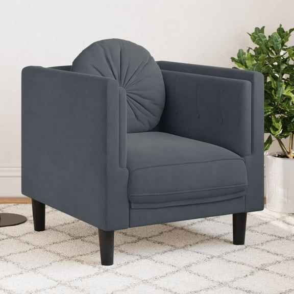 vidaXL Sofa Chair with Cushion Dark Gray Velvet