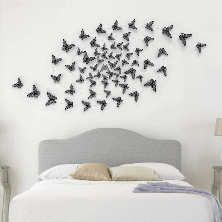 36 Pieces 3d Butterflies With Glitter In Black/white I Wall Stickers For  Living Room Kids Room Girls Nursery Kitchen Bath Tile Home Furniture Adult  Te