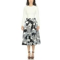 thumbnail image 2 of White Mark Women's Leaf Print Vintage Flared Midi Skirt, 2 of 6