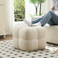 thumbnail image 4 of Zesthouse 20.9″ Wide Linen Ottoman, Modern Foot Stool, Square Upholstered Tufted Ottoman Coffee Table, Extra Seating for Living Room Bedroom, Beige, 4 of 12