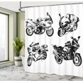 thumbnail image 5 of Ambesonne Black and White Shower Curtain, Motorbikes, 69"Wx70"L, Orange Black, 5 of 5