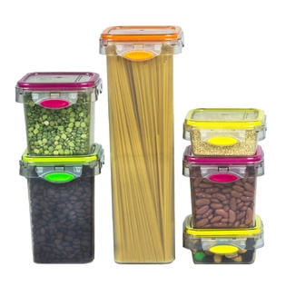 Fruit Container For Fridge Food Storage 12 Piece Air Tight Set Colorful Plastic Container BPA Free Pantry Snacks Fruits ()