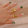 thumbnail image 3 of Anillos de concha de acero inoxidable para mujer y niña, anillo de dedo de Color dorado estético, tendencia de verano, joyería de boda, regalo de playa, 2024, 3 of 5